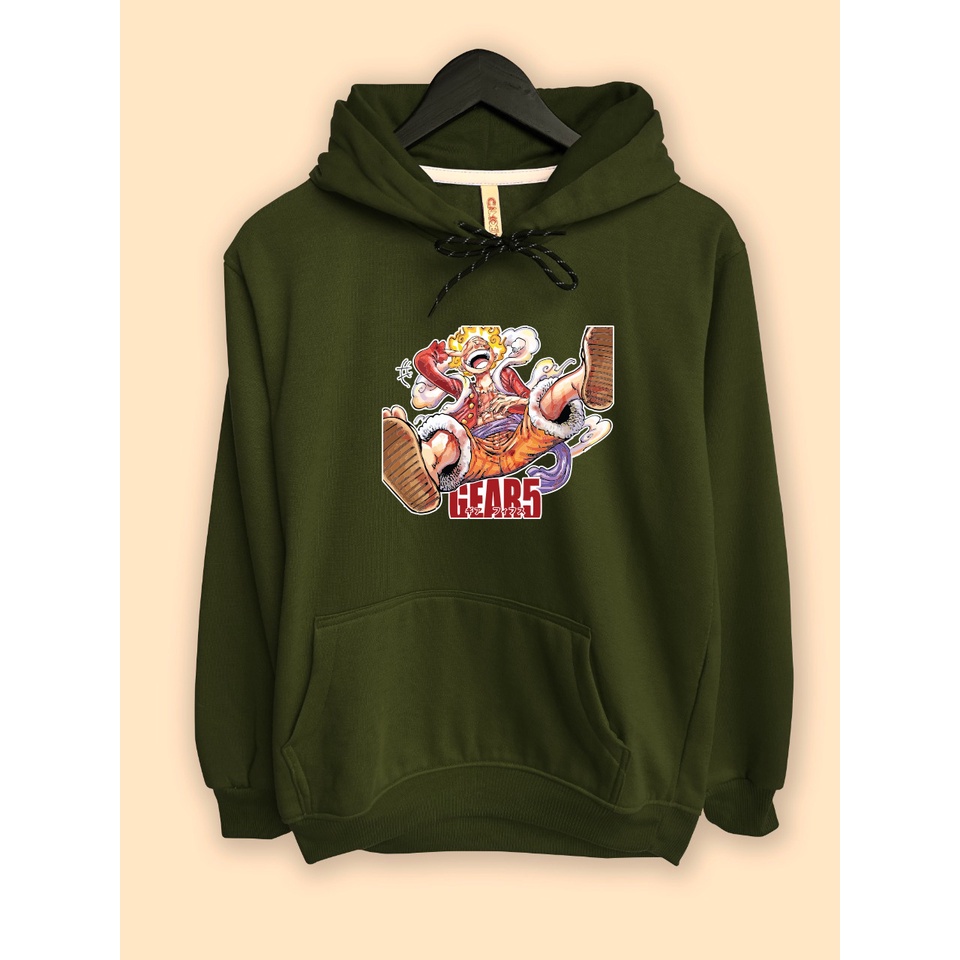 jaket hoodie premium desain one piece luffy gear 5