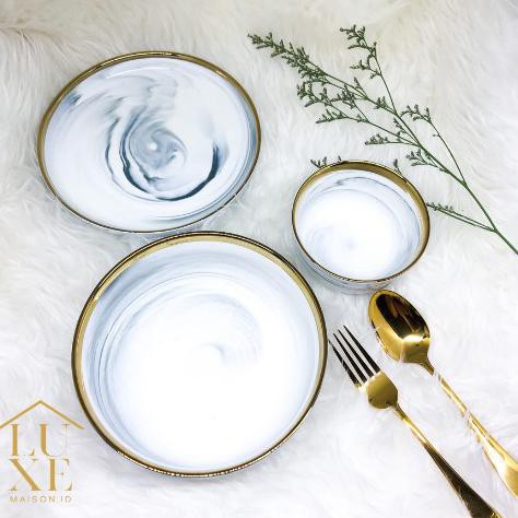 Piring Marble Cantik Marble Dinner Plate Luxury Tableware Set