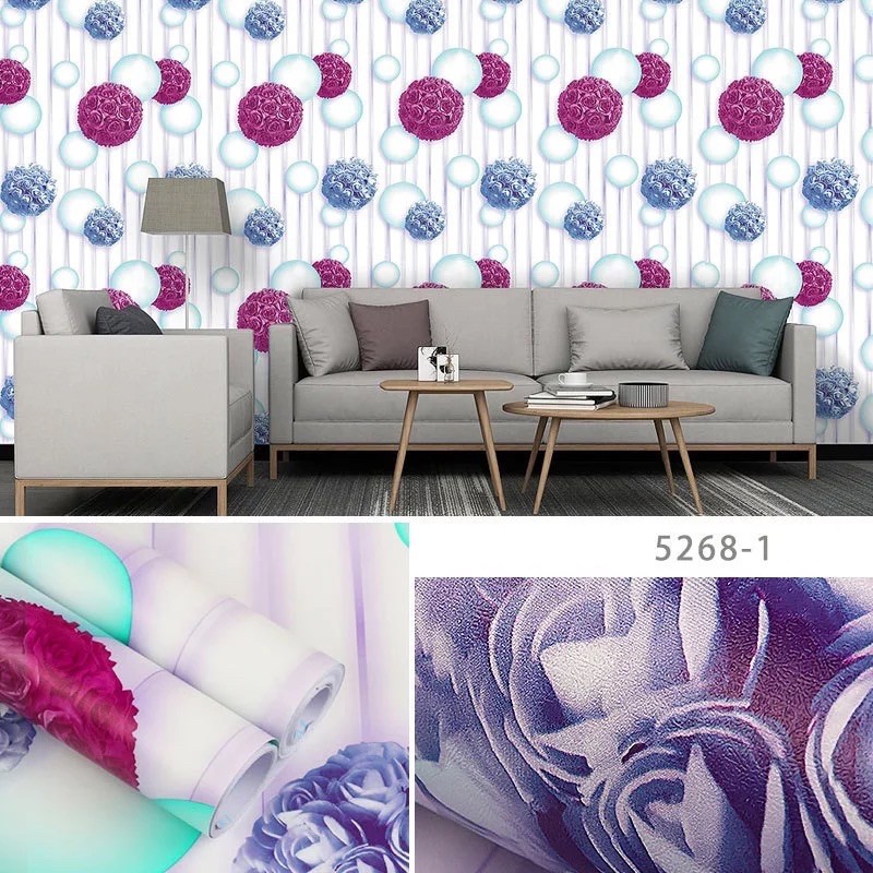 Wallpaper Dinding / Wallpaper Sticker Balon Ungu 3D