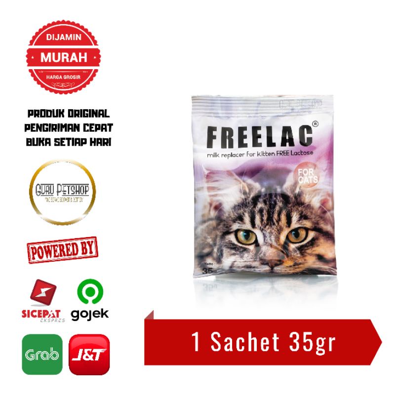 Susu Kucing Freelac Sachet 35gr Free Lactose / Susu Anak Kucing Kitten Bebas Lactosa Anti Alergi