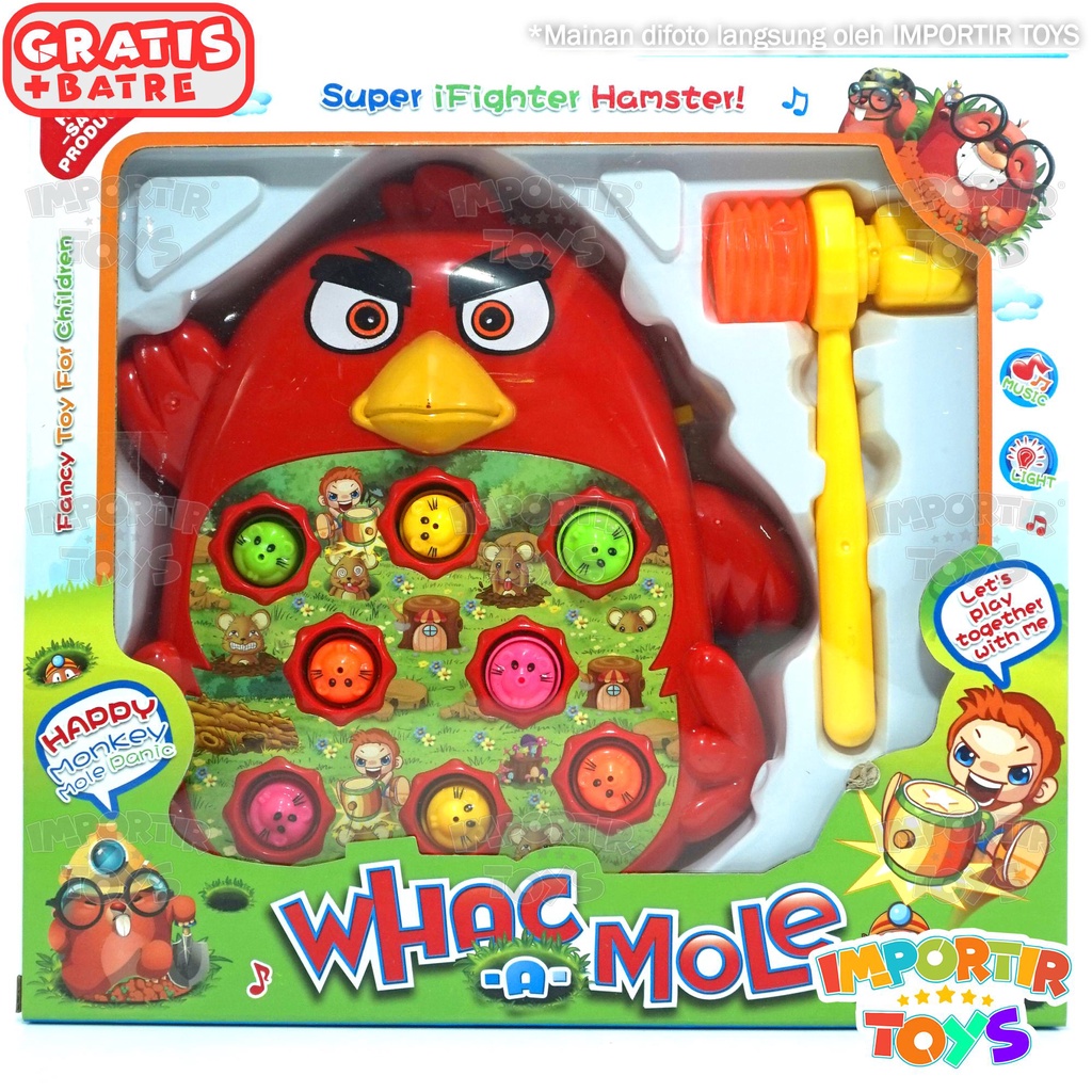 Mainan Pukul Tikus Tanah, Whack a Mole, Mainan Edukasi Anak-angry bird