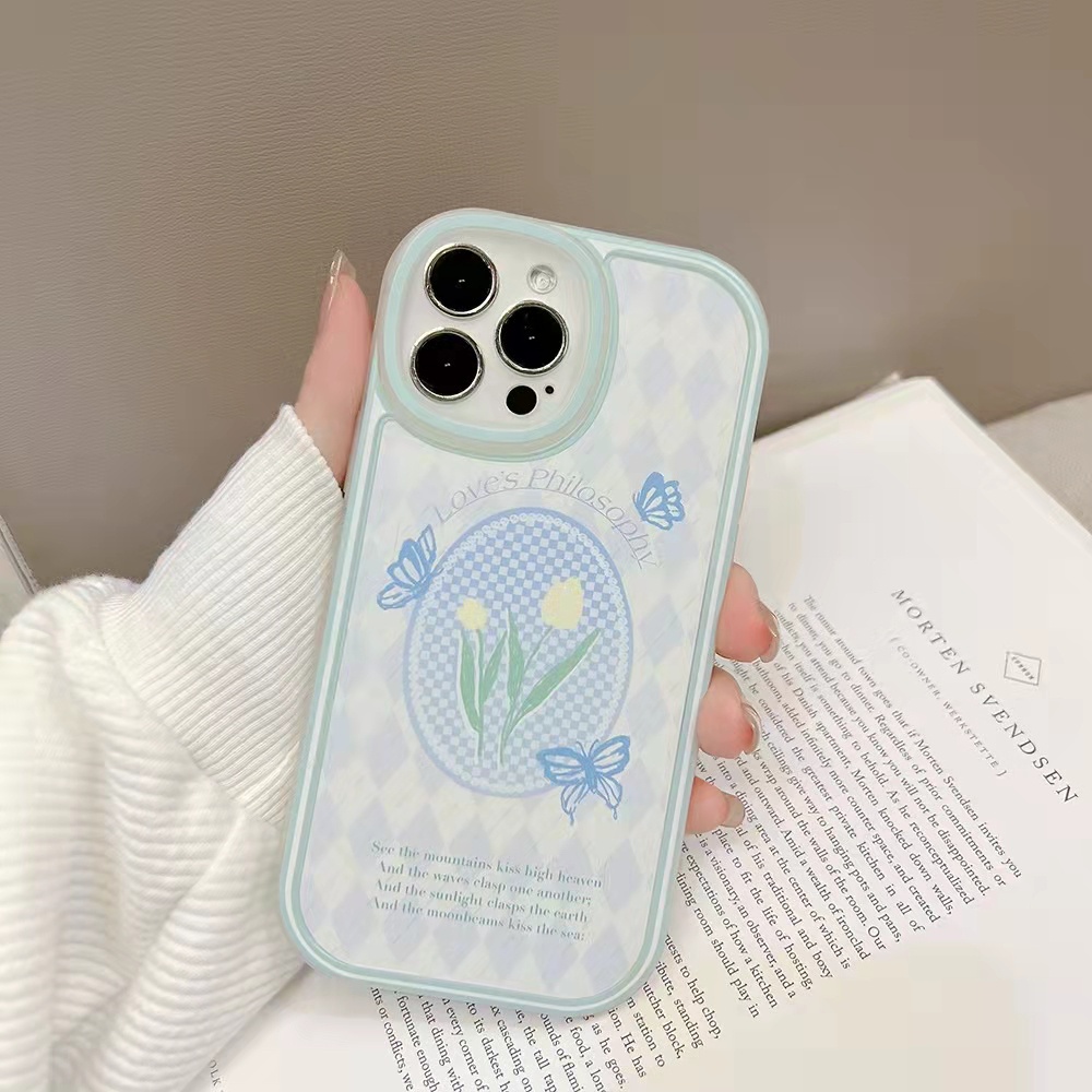 Casing Soft Case TPU Motif Bunga Tulip Untuk iPhone 13 / 13pro / 13prm / 11 / 7Plus / 8Plus / Xr / XS / 13 / 12pro Max