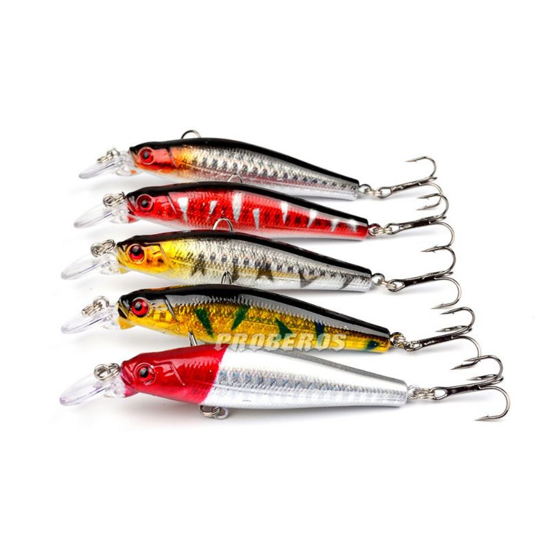 Paket Umpan pancing lure minnow 5 pcs mix hard bait impor merk proberos