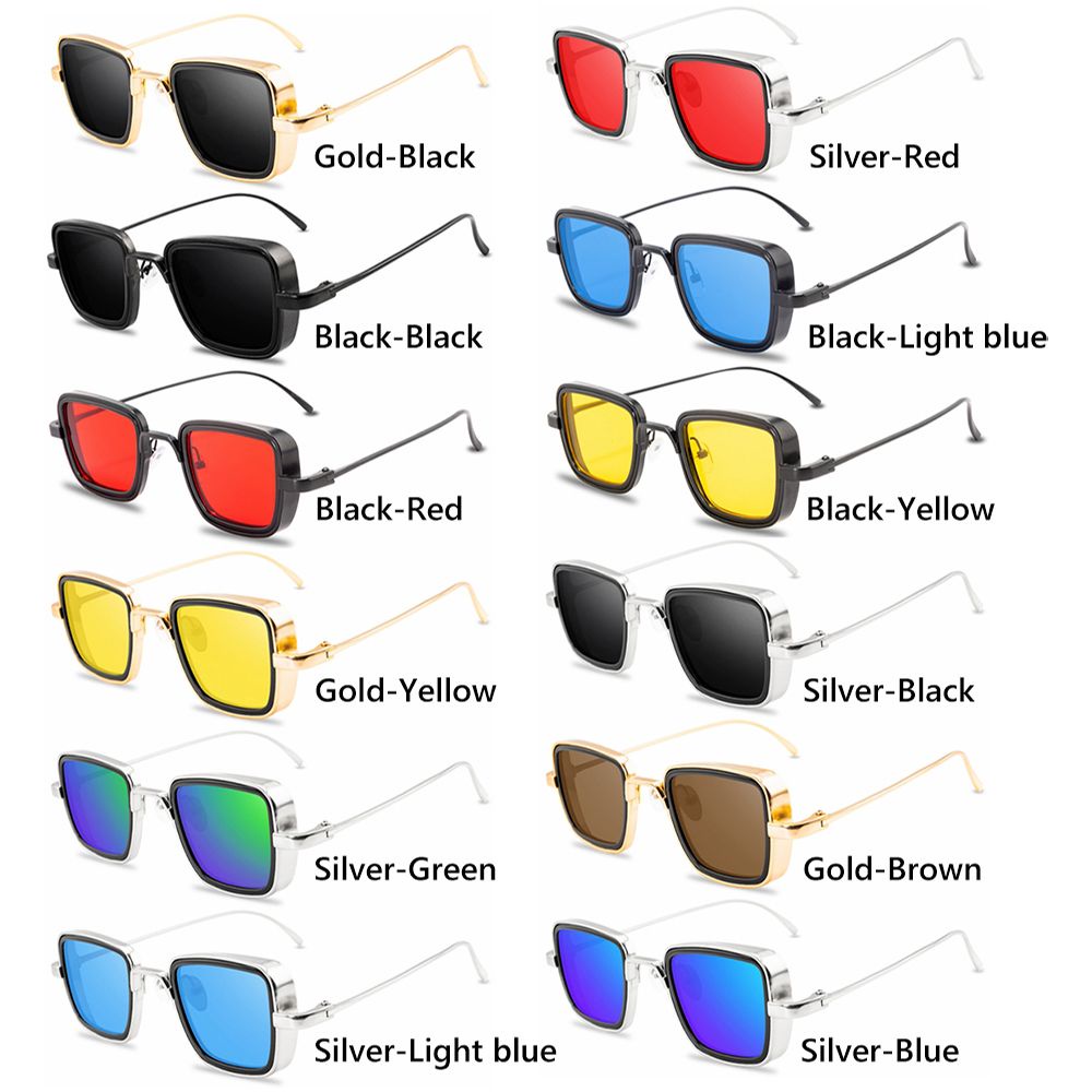 ROW Steampunk Sunglasses Square Sun Glasses Male Female Retro Shades Steampunk Sunglasses UV400 Stylish Metal Eyewear for Men Women