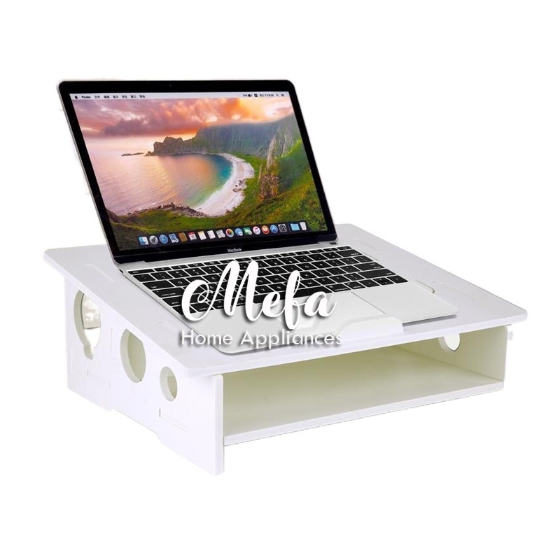 Alas Laptop Anti Panas Kayu WPC  / Stand Laptop Portable / Rak Organizer