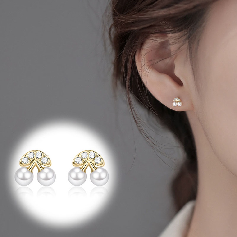 Anting Tusuk Motif Buah Ceri Kecil Lucu Untuk Wanita