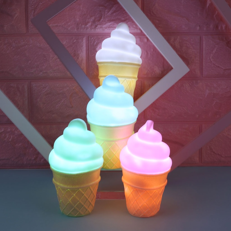 Mary Novelty Ice Cream Cone Shaped Night Light Lampu Meja Meja Anak Kids Decor