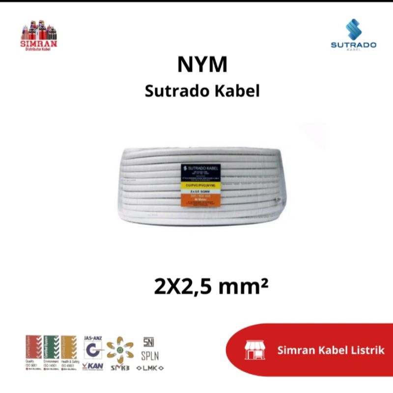 Kabel Listrik NYM 2x2,5 SUTRADO KABEL @50 meter