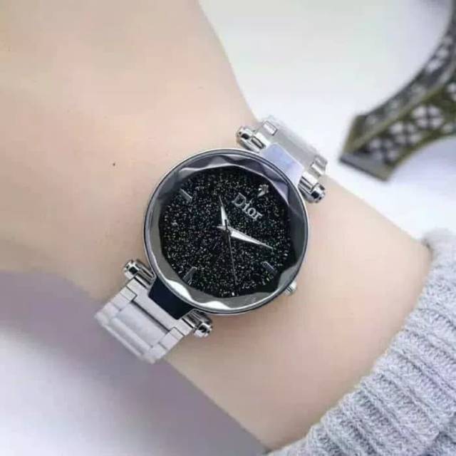 Jam tangan rantai dior silver