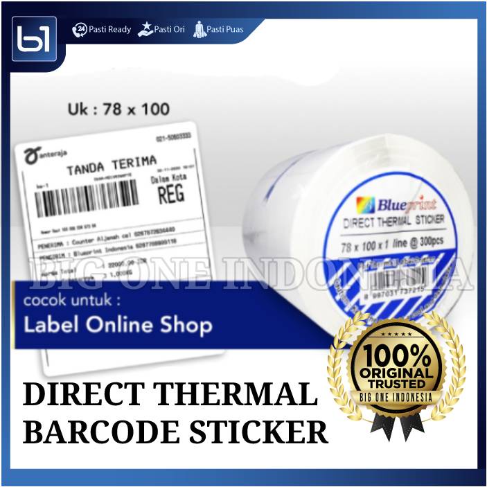 

BLUEPRINT Direct Thermal Sticker 78x100mm 300 Pcs, Thermal Paper 78 X 100 MM 1 Line, Kertas Label Online Shop