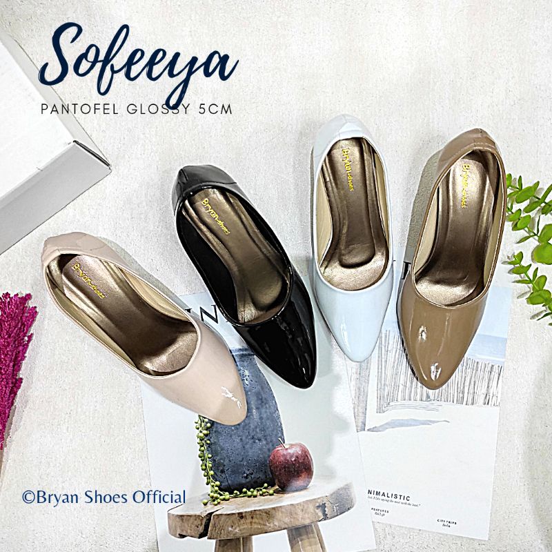 Bryan Sofeeya Pantofel Heels 5cm Glossy Polos Formal Kantor Bigsize Oversize Jumbo 36-40 41 42 43