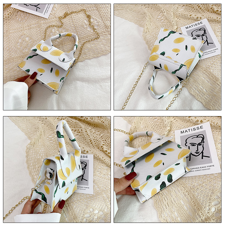 [ Clearance Sale! ] Tas Selempang Wanita  Motif MINI Print Bahan Kulit Dengan Tali Rantai Sling Bag Import