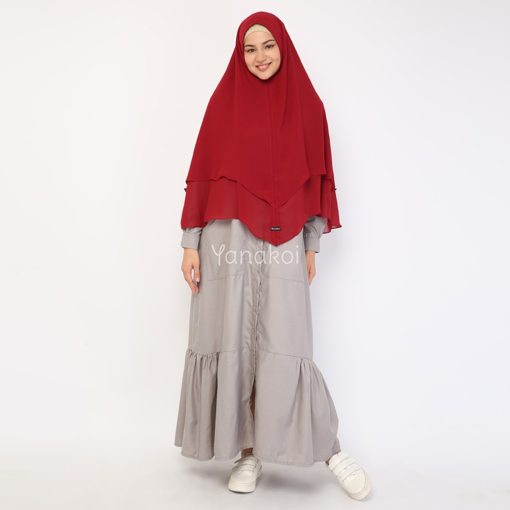 Jilbab Kerudung Khimar Syafa by Yanakoi Hijab Warna Marun