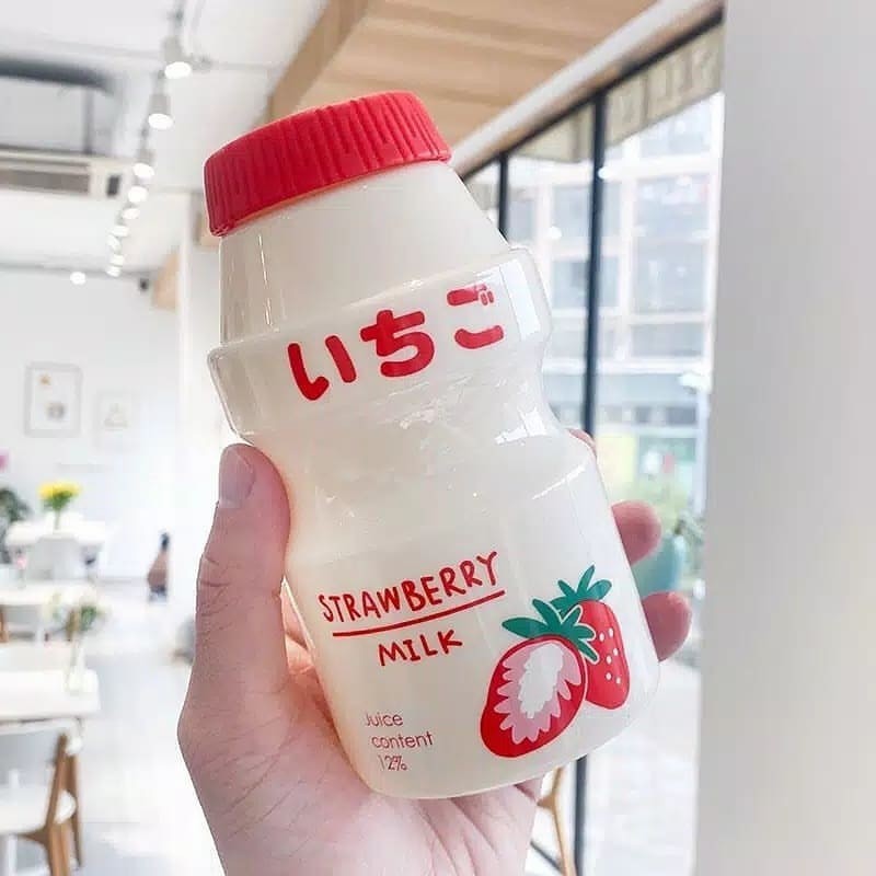 BOTOL MINUM YAKULT UNIK LUCU BOTOL MINUM ALA KOREA 480 ML-MERAH SUSU