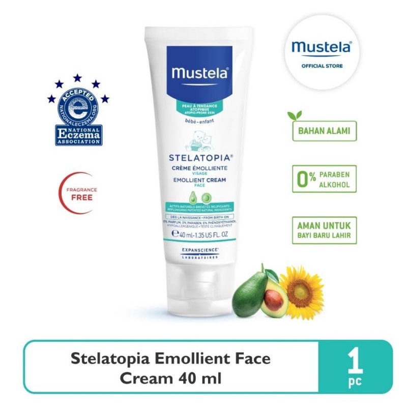 Mustela Stelatopia Emollient Face Cream 40 ml/Krim Muka Bayi