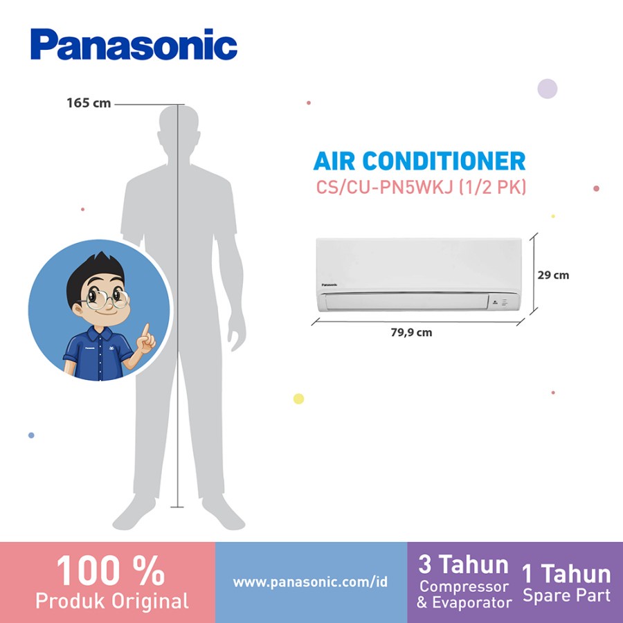 Panasonic CS-PN5WKJ AC Split 1/2 PK Standard Putih