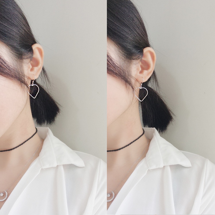 Anting Kait Gantung Desain Hati Warna Silver Gaya Simple Untuk Wanita