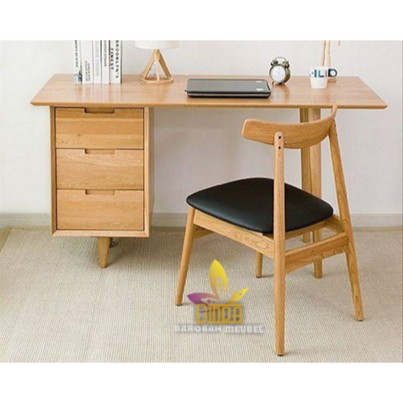 MEJA KOMPUTER MEJA KERJA JATI NATURAL SOLID BERKUALITAS MEUBEL JEPARA