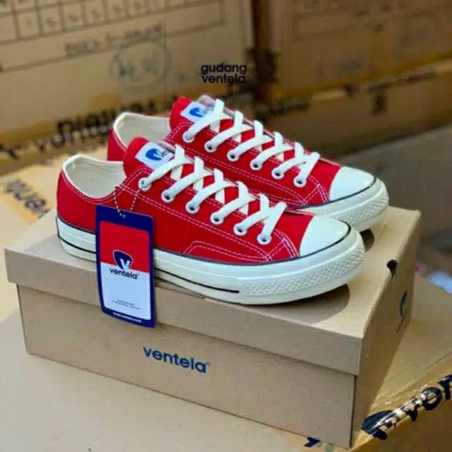 Sepatu Ventela Back To 70's Low Red Merah Original Made in Indonesia