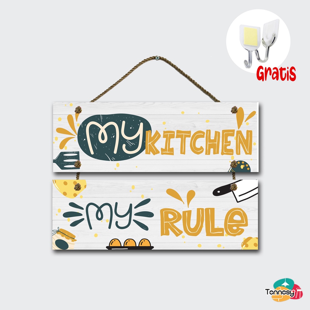 TENNESY HIASAN DINDING KITCHEN DAPUR SUSUN 2 PANEL 30x10cm PAJANGAN KAYU POSTER DEKORASI DINDING DAPUR INTERIOR RUMAH