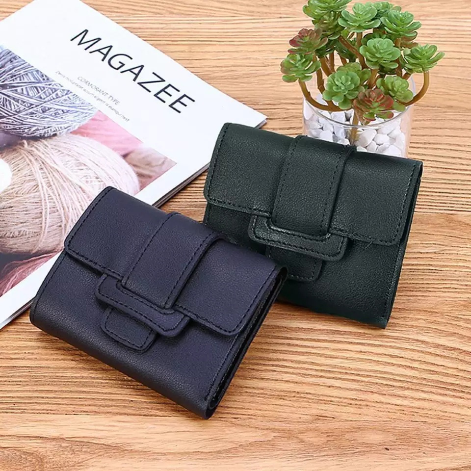 ASIN829 Dompet Lipat Wanita Dompet Kulit Impor Dompet Fashion Wanita 6018 Dompet Lipat Buckle Dompet Pendek