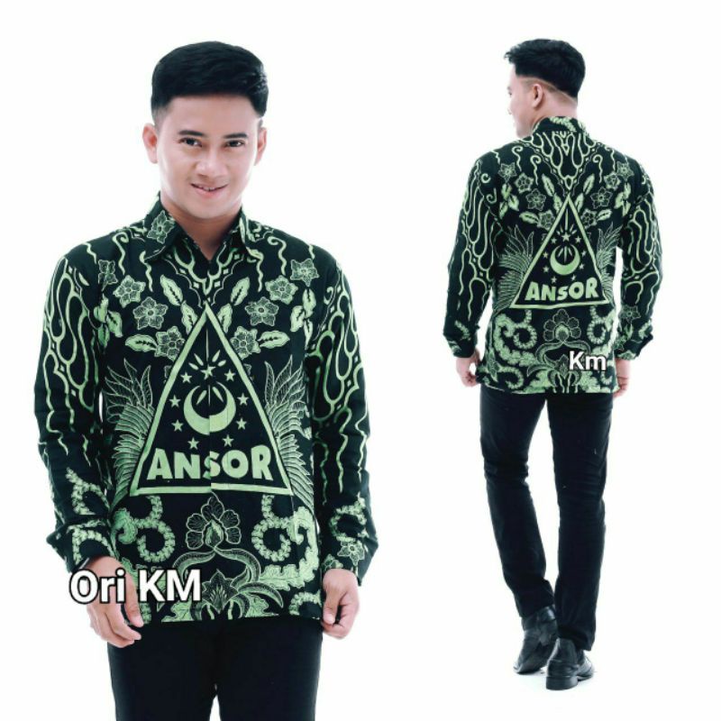 Baju Batik Kemeja Panjang Motif Banser Ansor Dan Nu