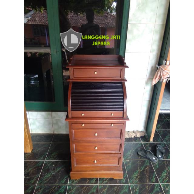 Meja Tulis Roll Top Furniture Jati Mebel Jepara Shopee Indonesia