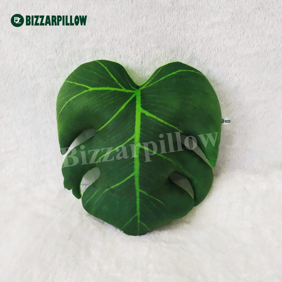 Bizzarpillow Bantal Sofa Bantal Daun Monstera Fullprint Depan Belakang Size M BZ152