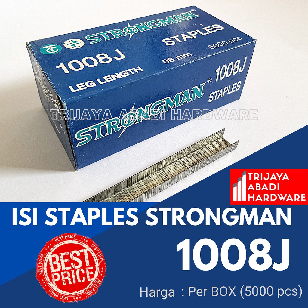 

Isi Staples Strongman 1008J Tembakan Angin (1 Box isi 5000 pcs)