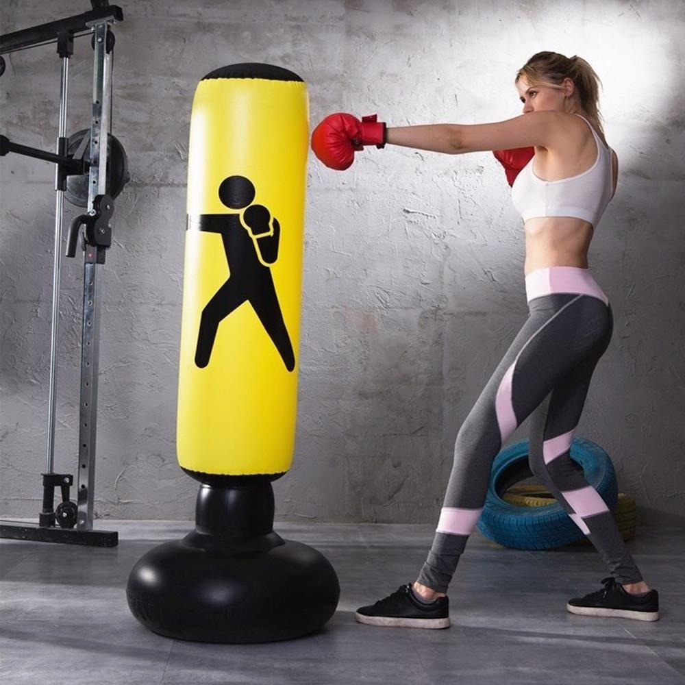 Jusenda Vertical Punching Bag Tiang Samsak Tinju Boxing Punch Target Inflatable 1.6 Meter - Black