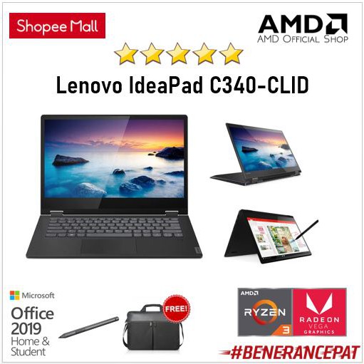 Lenovo IdeaPad C340-CLID X360 - AMD Ryzen 3 3200 8GB 256ssd Vega 3 W10+OHS 14 FHD