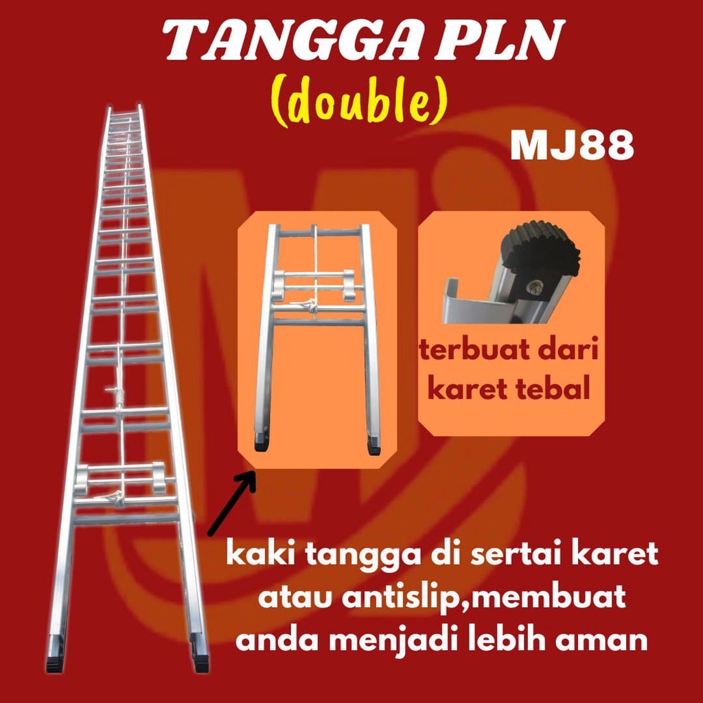 Tangga PLN MJ88 Double 6D | 12 Meter | Sliding Sorong