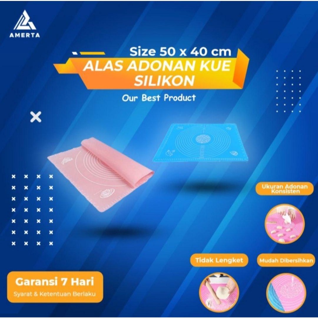 Alas Adonan Kue Fondant Silikon 50X40cm | Silikon matras kue alas adonan kue anti slip