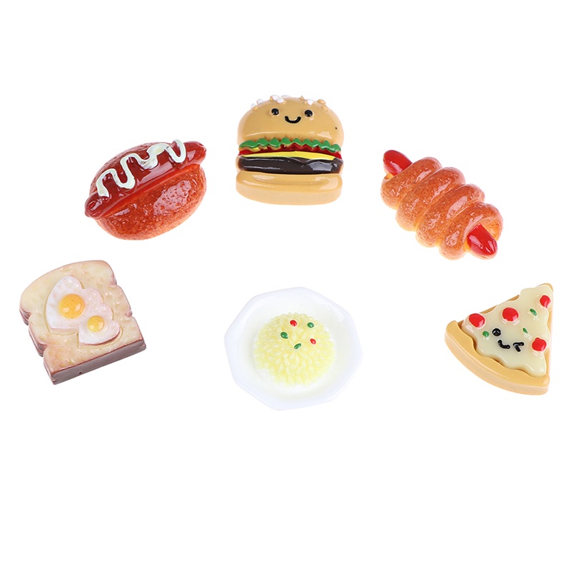 10pcs Miniatur Hamburger Pizza Roti Bahan Resin