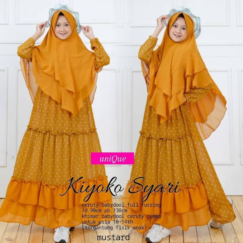 SL KIYOKO SYARI KIDS / GAMIS SYARI ANAK CERUTY / GAMIS SYARI USIA 10 11 12 13 TAHUN LD90 POLKADOT
