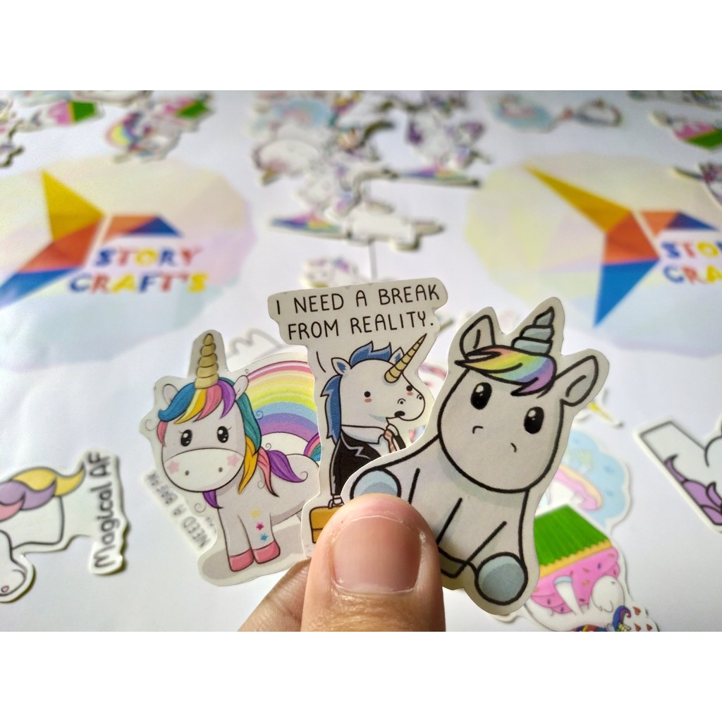 

Sticker Kartun Unicorn Pegasus Imut Mini