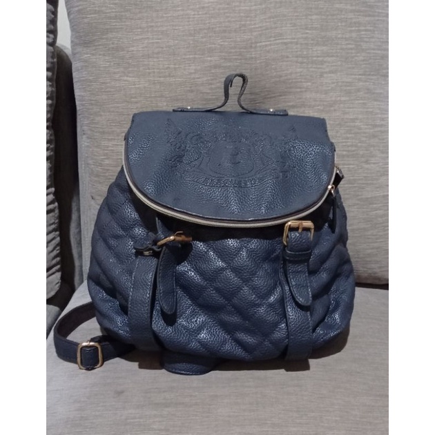 Tas Preloved Elequator Authentic Kulit Asli warna Navy