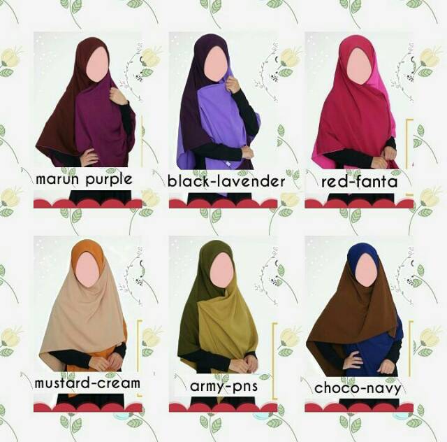 Segi empat wolfis kombinasi/ khimar syari / jilbab hijab 2 warna /  segiempat / two tone3