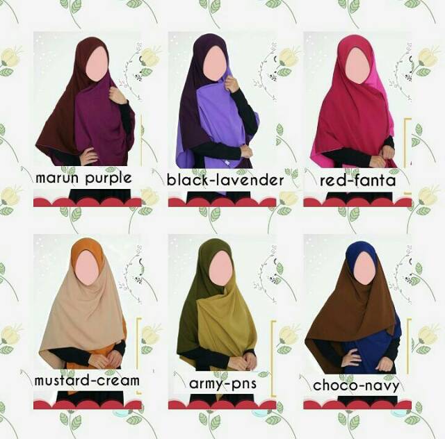 Segi empat wolfis kombinasi/ khimar syari / jilbab hijab 2 warna /  segiempat / two tone3