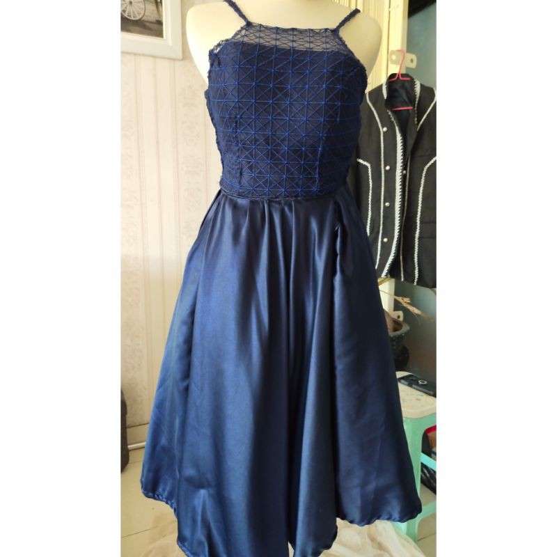 Mini dress navy / gaun pesta navy preloved / dress party preloved