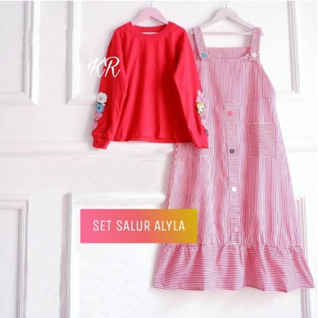 Set Baju Muslim Wanita Remaja Overall Terbaru 2022 Model Kekinian Trendy Viral Setelan Inner Pesta L