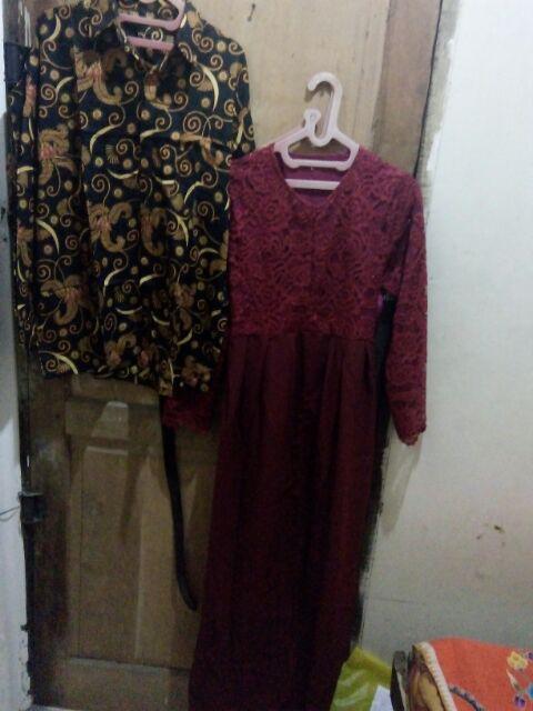 Couple Batik Maxi Dress Gamis Brokat Anami Sarwendah Bidara 074