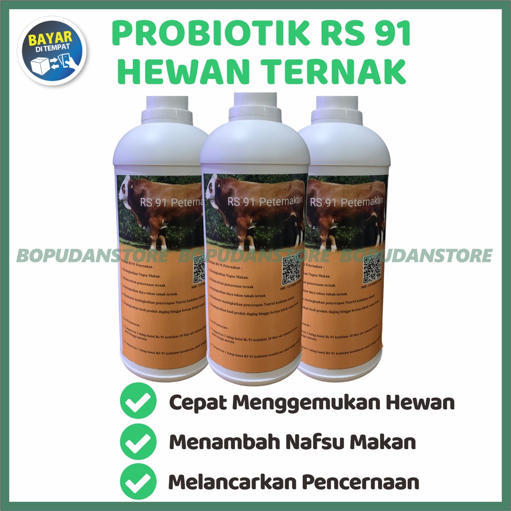 PROBIOTIK RS 91 Obat Vitamin Nutrisi Perawatan Cepat Menggemukan HEWAN TERNAK PETERNAKAN SAPI 1L BPD
