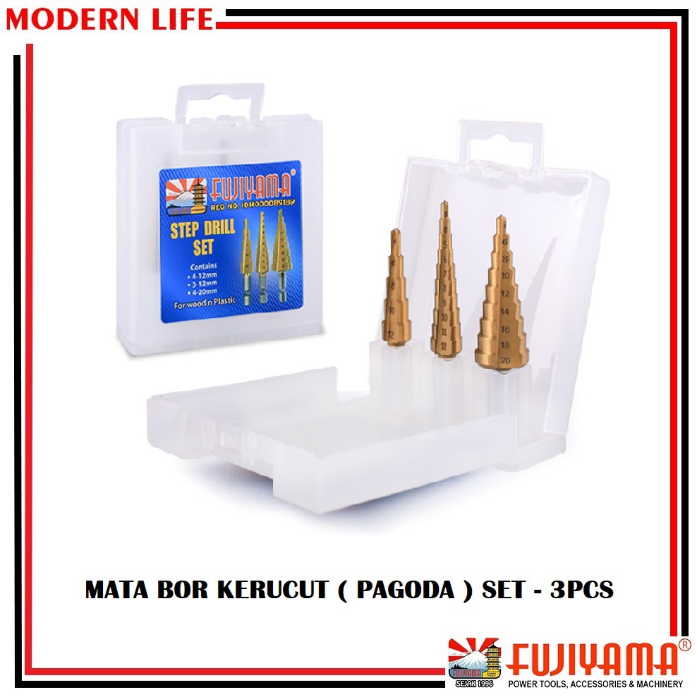 Mata Bor Spiral 3pcs / Mata Bor Kerucut / Mata Bor Pagoda ( SEMUA UKURAN )