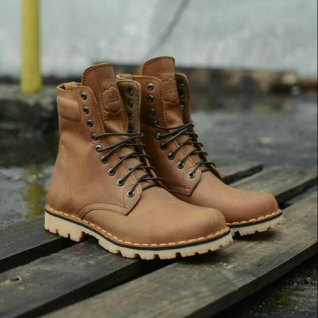 Sepatu Kulit Pria Boots Original Piede Roomy Brown Crazy Hourse Leather