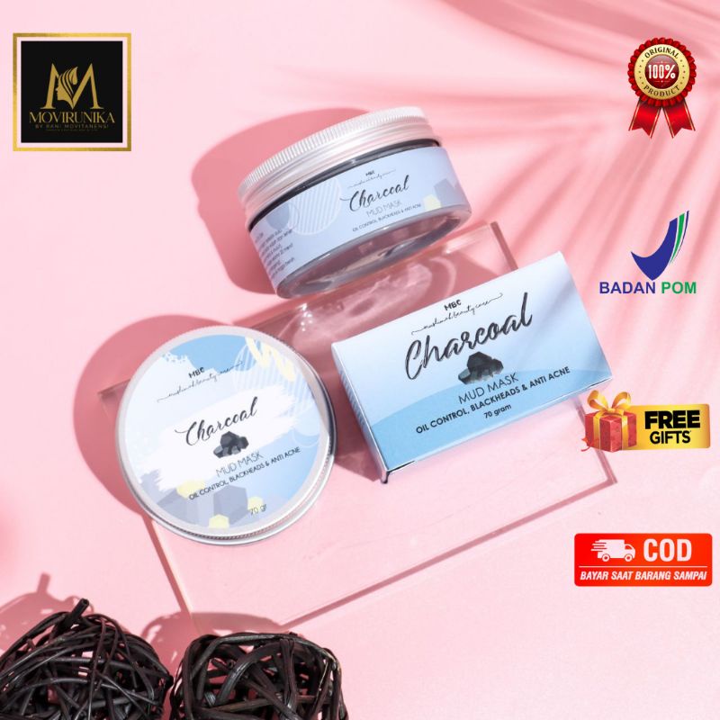 MUD MASK CHARCOAL MBC || MASKER LUMPUR || MASKER LANGSUNG PAKAI ll FREE SPATULA