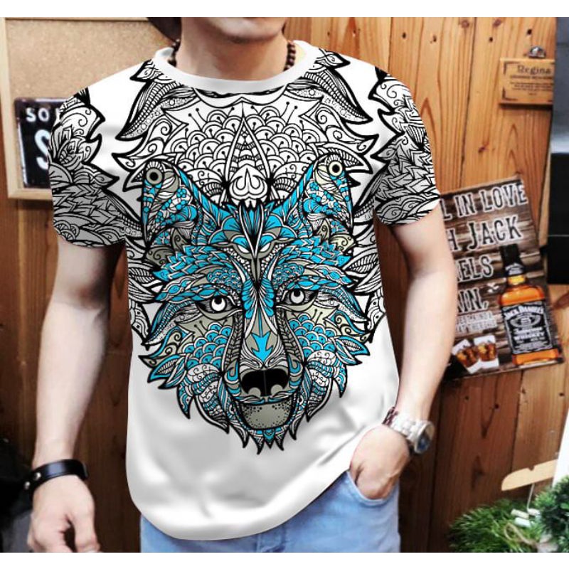 Kaos keren cowok Monster Fox terbaru hitam