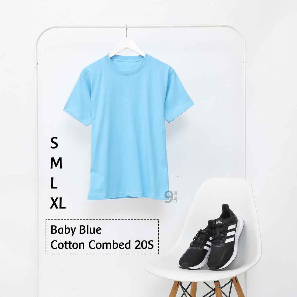 KAOS POLOS LENGAN PENDEK UNISEX COTTON COMBED 20S PREMIUM T-SHIRT-BABY BLUE