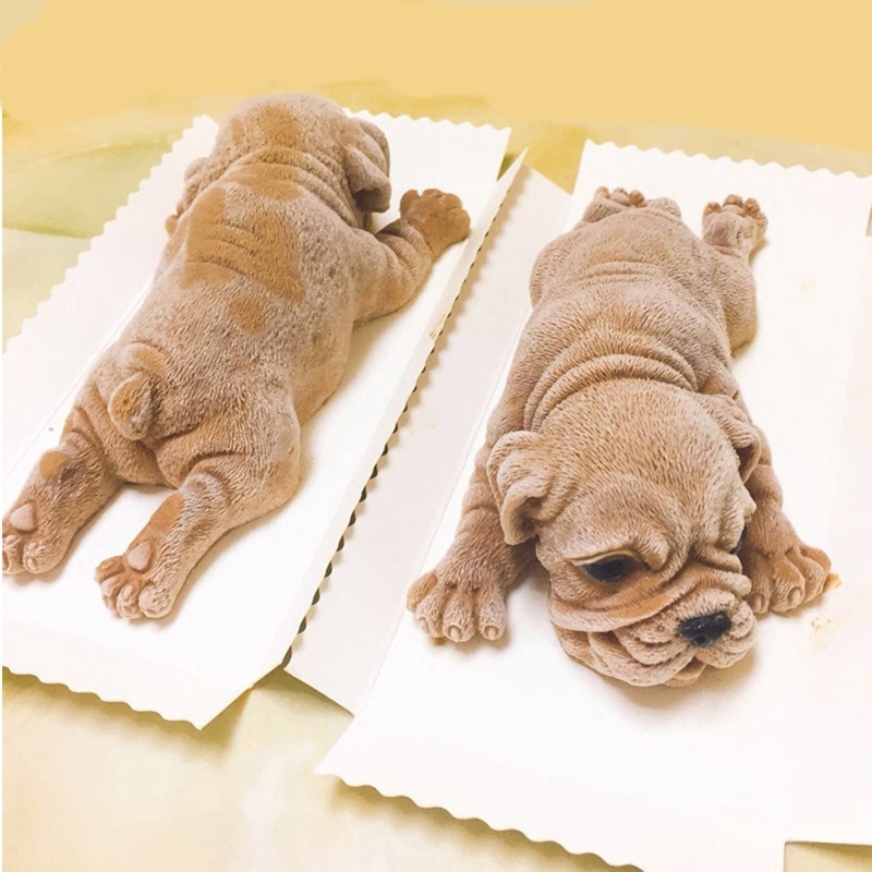 Cetakan Adonan Kue Mousse Desain Anjing 3D Bahan Silikon