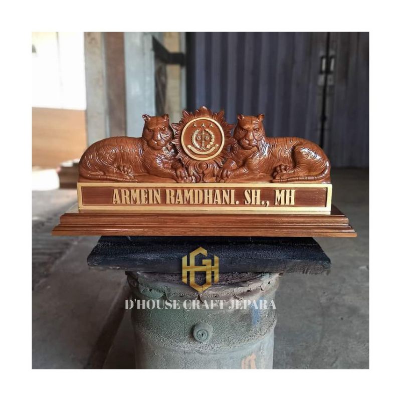 

Papan Nama Ukir Macan Kembar Kayu Jati
